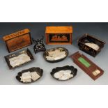 A COLLECTION OF 19TH CENTURY MOTHER OF PEARL GAMING COUNTERS, one with the family crest for Baron