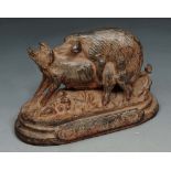 AN ANIMALIER BRONZE GROUP of mating pigs attributed to Pierre Chenet, titled, 8cm high