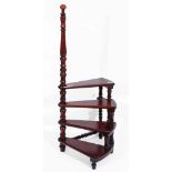 A SET OF REPRODUCTION MAHOGANY FOUR TREAD LIBRARY STEPS with turned pillar, 125cm high