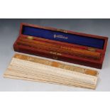 A STANLEY OF HOLBORN, LONDON, DRAUGHTSMAN'S SET OF FIVE BOXWOOD RULERS together with an Eyre &
