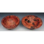 JAMES HUGHES (CONTEMPORARY AMERICAN) Two carved wooden bowls, Red Gum and River Gum, each of