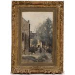 FOLLOWER OF JEAN-BAPTISTE CAMILLE-COROT (1796-1875) Isigny, Coin de Village, bears signature, oil on