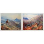 AFTER ARCHIBALD THORBURN Landscape with deer, a pair, limited edition prints numbers 115 of 500