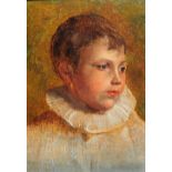 19TH CENTURY ENGLISH SCHOOL Head and shoulders portrait of a young boy wearing broad collar