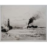 NORMAN WILKINSON (1878-1971) 'A Calais Packet', etching, pencil signed in the margin, 22 x 30cm *