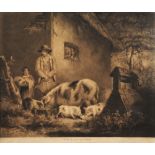 WILLIAM WARD AFTER GEORGE MORLAND 'The Last Litter', mezzotint engraving, 48 X 60cm