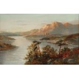 FRANCIS E. JAMIESON (1895-1950) A highland loch at sunset, signed, oil on canvas, 39.5 x 60cm