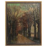 ROBERT RAUDNER (1854-1915) A tree lined pathway with figure, signed, oil on canvas, 82 x 66cm