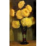 19TH CENTURY ENGLISH SCHOOL Still life - a vase of yellow chrysanthemums, signed with monogram ? '