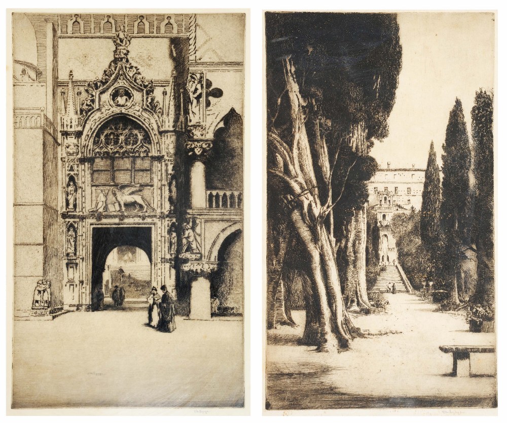 EDWARD MILLINGTON SYNGE (1860-1913) 'Doorway, Doges Palace, Venice', etching, pencil signed in the