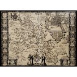 JOHN SPEED 'Oxfordshire', double-page engraving with college crests to the sides, Sudbury &
