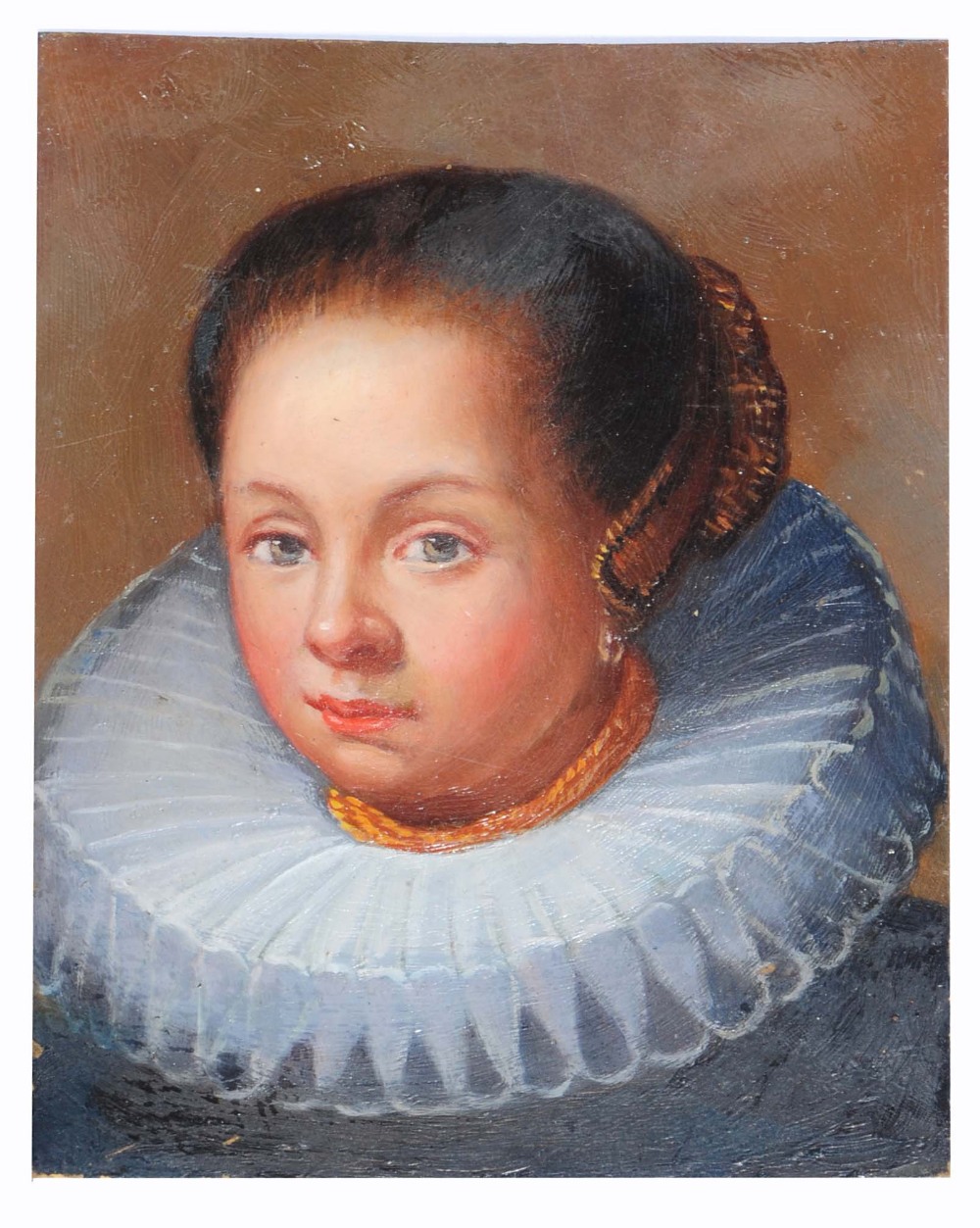 19TH CENTURY ENGLISH SCHOOL Head and shoulders portrait of a lady in 17th Century dress wearing a - Image 2 of 2