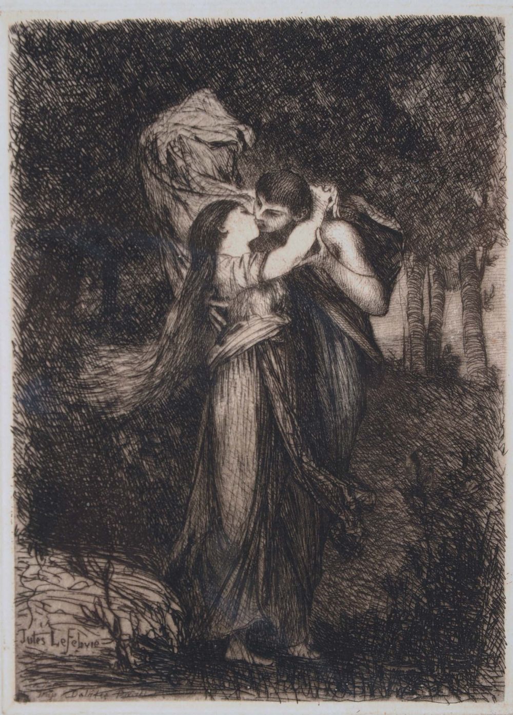 *JULES LEFEBVRE (1836-1911) 'Lovers', etching, 15.5 x 11.5cm