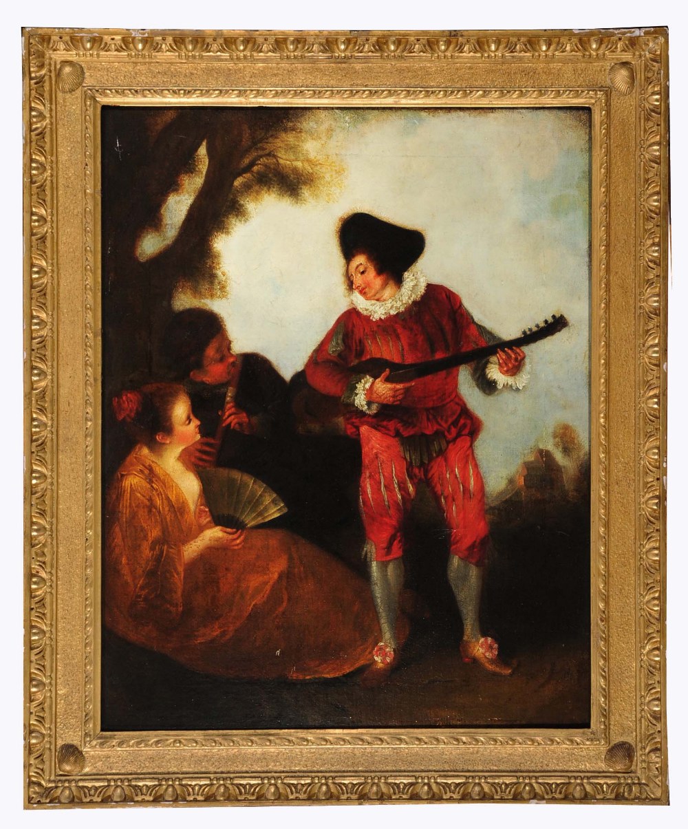 CIRCLE OF JEAN-ANTOINE WATTEAU (1684-1721) The Mandolin player, oil on canvas, 72 x 57cm