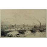 WILLIAM LIONEL WYLLIE (1857-1931) St Paul's on the Thames, Near Waterloo Bridge, etching, pencil