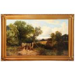 JOHN HORACE HOOPER (1851-1906) A country ramble, signed, oil on canvas, 74.5 x 125cm