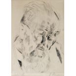 HEINRICH STEGEMANN (1888-1945) Head study of a bearded gentleman looking down, etching, pencil
