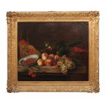 17TH CENTURY CONTINENTAL SCHOOL Still life - a parrot, peaches, bunch of grapes, cherries and