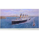 AFTER SIMON FISHER 'The Titanic off Cowes, Isle of Wight', print in colours, signed in pencil to the