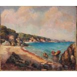 20TH CENTURY ITALIAN SCHOOL A coastal bay, indistinctly signed, oil on canvas, 39 x 46.5cm (