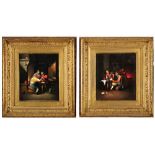 MANNER OF DAVID TENIERS The Pipe Smokers, a pair, oils on metal panels, 23 x 20cm (2)