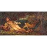 19TH CENTURY FRENCH SCHOOL Naked woodland nymphs in a landscape, indistinctly signed, oil on