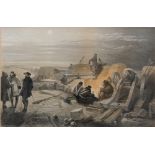 WILLIAM SIMPSON 'A Quiet Night in the Batteries', hand-tinted lithograph, from 'The Seat of War in