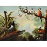 CIRCLE OF JAKOB BOGDANI (1658-1724) A tropical landscape with exotic birds, indistinctly signed, oil