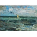 LUIGI MANTOVANI (1880-1957) Seascape with sailing vessel, signed, dated 1920 and inscribed 'S Remo',