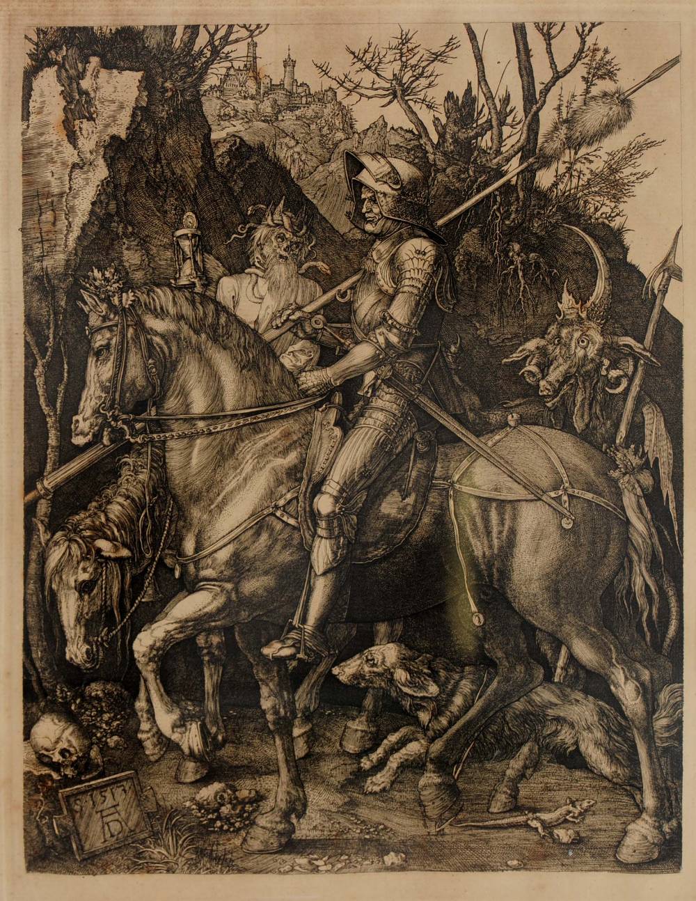 AFTER ALBRECHT DURER Knight, death and the devil, engraving, 25 x 19cm