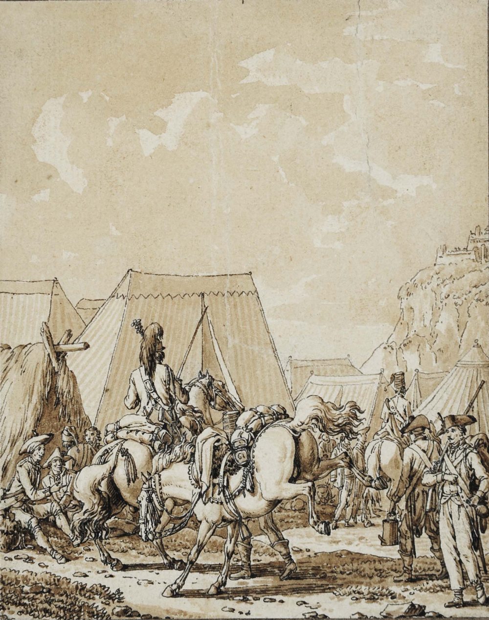 ATTRIBUTED TO JACQUES FRANCOIS SWEBACH-DESFONTAINES (1769-1823) Cavalry and foot soldiers at a