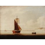 CIRCLE OF THOMAS BUTTERSWORTH (c.1768-1842) A Dutch sailing vessel in calm waters with chalk