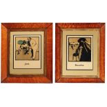 WILLIAM NICHOLSON 'June' and 'December', two lithographs in colour, 28 x 22cm, maple frames (2)