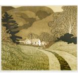 JOHN BRUNSDON (1933-2014) 'Farmhouse', etching with aquatint in colours, pencil signed, titled and