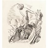 Olive F. Openshaw (fl.1930-1970) Chariot pen and ink 9.5cm x 9cm.