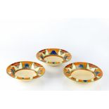 Clarice Cliff Three bowls, circa 1930 Bizarre painted marks 16.1cm diameter (3).