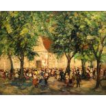 Rosicky (20th Century) Town square in summer signed (lower right) oils on canvas 62cm x 78.5cm.
