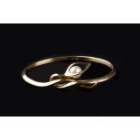 Georg Jensen Cultured pearl set bangle of entwined sinuous form signed and stamped '750' 6.8cm