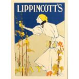 William Carqueville (1871-1946) Lippincott's advertising poster signed in the plate lithograph