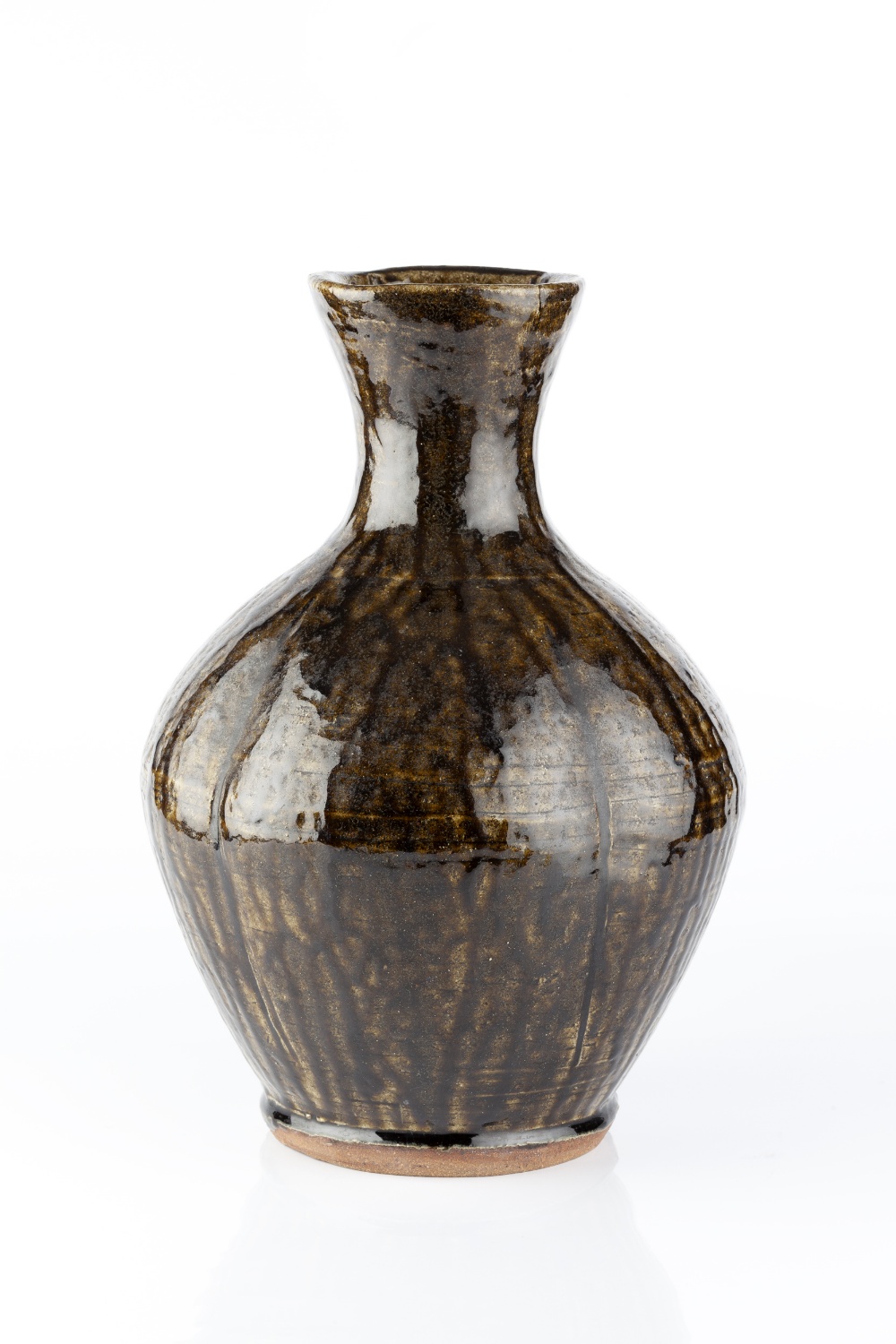 Trevor Corser (1938-2015) at Leach Pottery Vase brown and green glaze impressed potter's and pottery