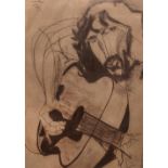 Hubert Pattison (20th Century) 'Guitar Man', 1971 signed, titled and dated (upper left) oil on paper