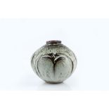 David Leach (1911-2005) Vase ovoid form, wax-resist decorated with tenmoku and dolomite glazes