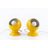 Benny Frandsen for ABO Randers, Denmark Pair of ball lights, circa 1960 in yellow, with rotating