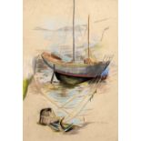 Phyllis Bray (1911-1991) Beached yacht signed (lower right), studio stamp (to reverse) pastels