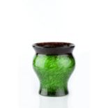 Monart Vase glass, mottled green graduating to dark red 21cm high.