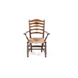 Gordon Russell (1892-1980) Armchair, circa 1920s yew wood, shaped ladder back, ring turned