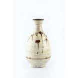 Jim Malone (b.1946) Korean bottle vase hakeme glaze with manganese splashes impressed potter's