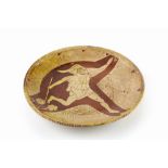 North Devon Pottery Dish slipware, decorated with sgraffito of a jester possibly attributable to