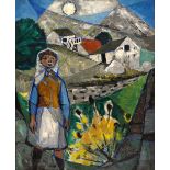 Phyllida Nicholson (b.1924) Mountain girl signed (lower right) oils on canvas 59cm x 49cm.