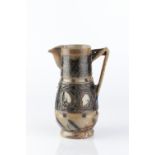 Martin Brothers Jug with angled handle, the body decorated with floral motifs incised 'R.W Martin/